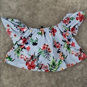 Tropical crop top blouse
